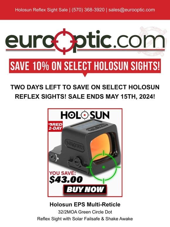SALE: Save 10% on Select Holosun Sights & Lights!