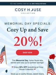 SAVE 20% – Memorial Day Savings!  ⚪