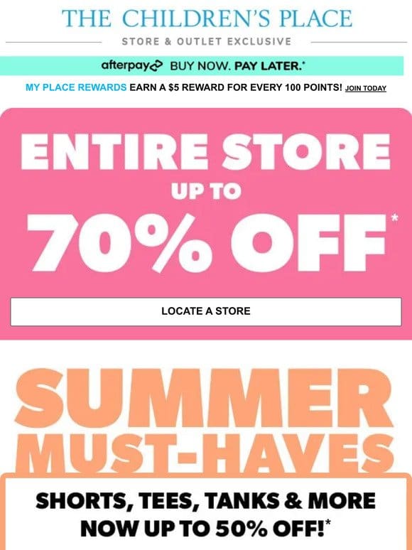SAVE NOW: Up to 70% off EVERYTHING in STORES!