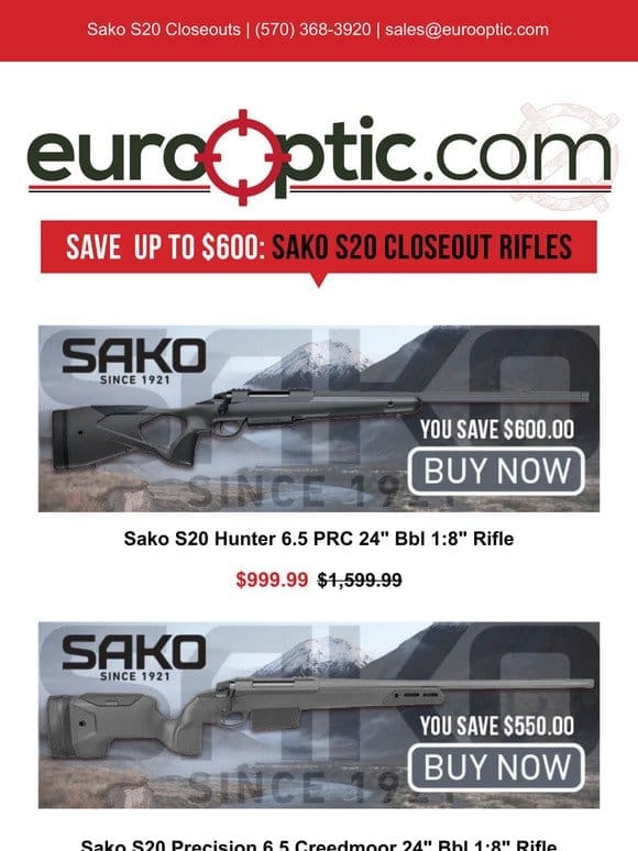 SAVE UP TO $600: Sako S20 Closeout Rifles!