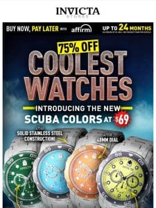 SCUBA COLORS At $69 75% OFF The Coolest Watches❗️
