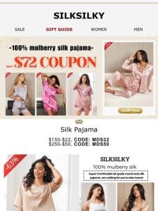 SILKSILKY FACTORY PAJAMA : $72 COUPON FOR YOU!