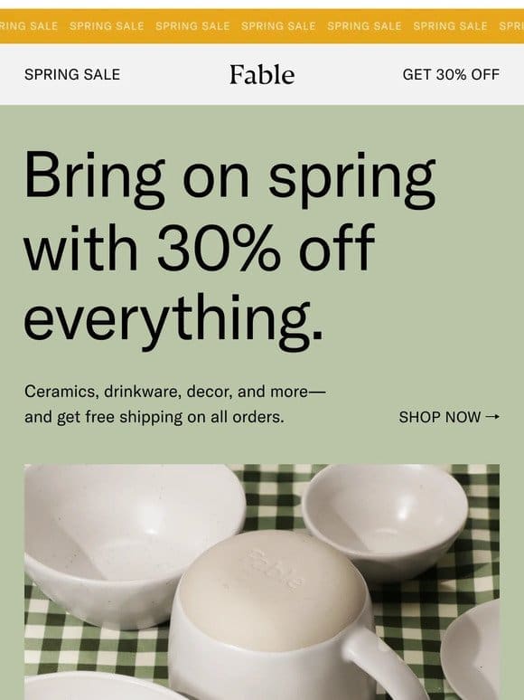 SPRING SALE: 30% Off Everything ?