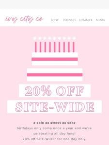 SURPRISE SALE!! 20% OFF TODAY ONLY!