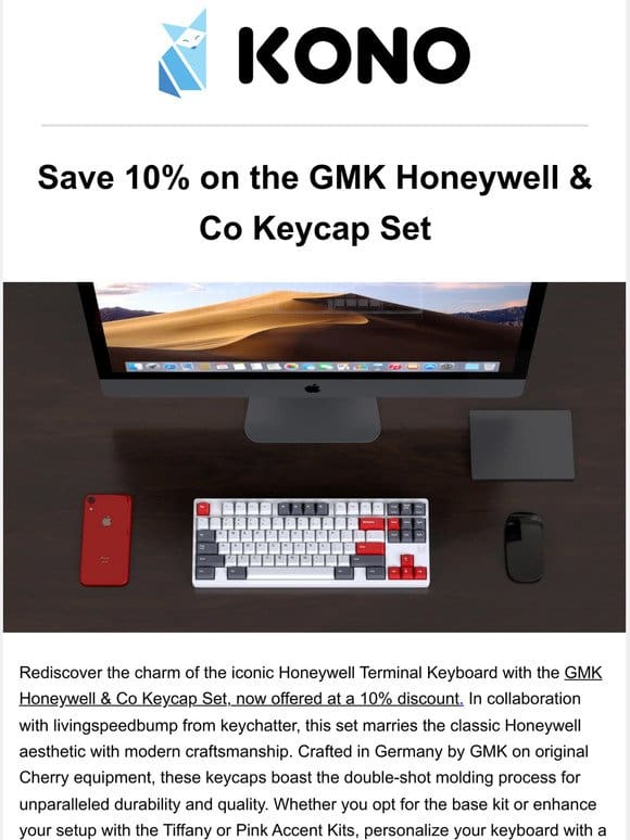Save 10% on the GMK Honeywell & Co Keycap Set