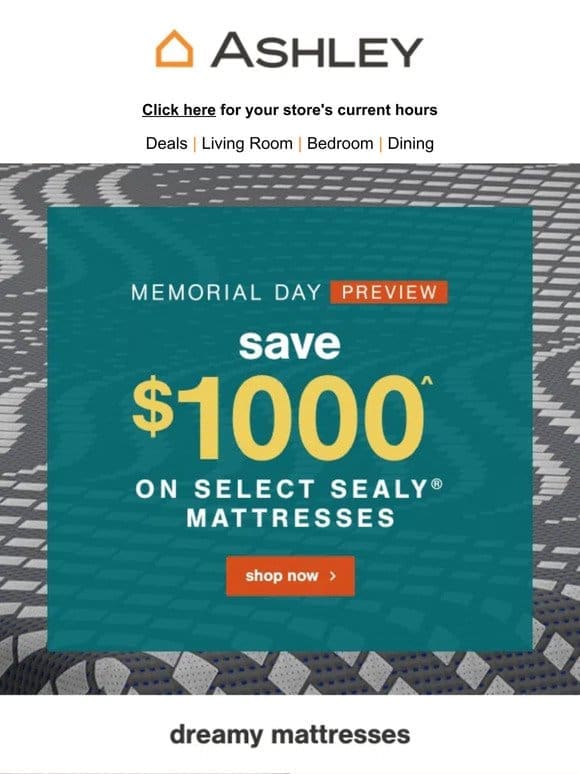 Save $1000 on Sealy – Early Bird Memorial Deals!