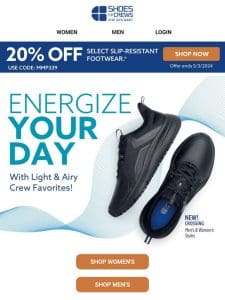 Save 20% + Stay Comfortable with Lightweight Slip-Resistant Shoes