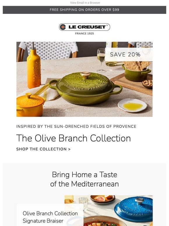 Save 20% on the Olive Branch Collection