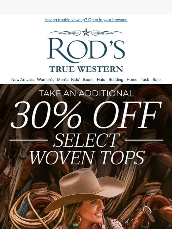 Save 30% on Stylish Woven Tops for Her!