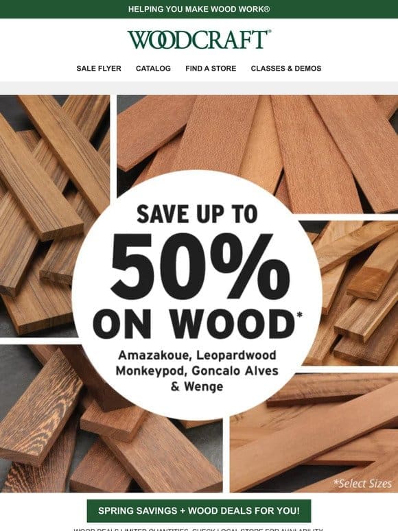 Save Up to 50% on Wood Deals
