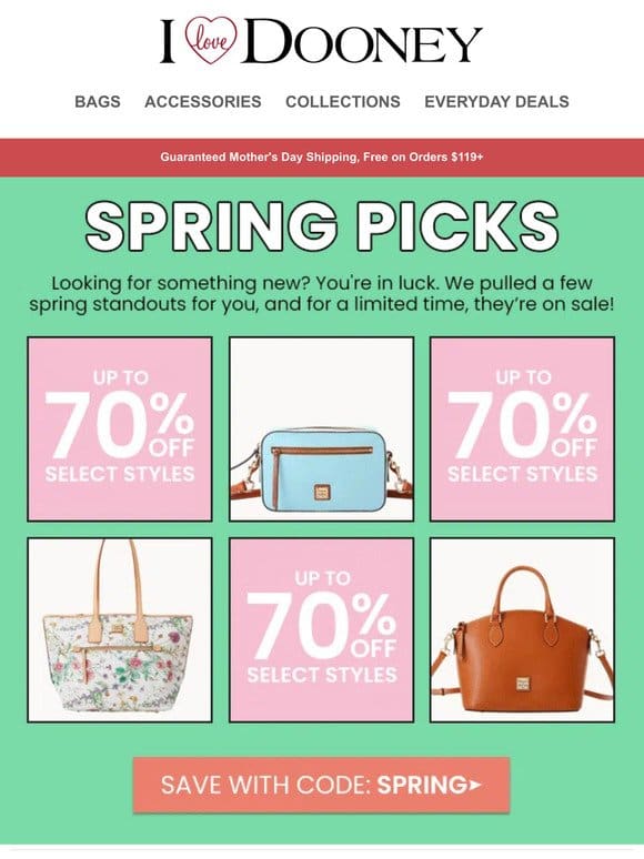 Save Up to 70% on Standout Spring Style. ?