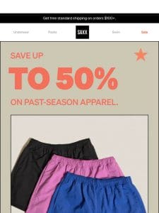 Save up to 50% on past-season apparel