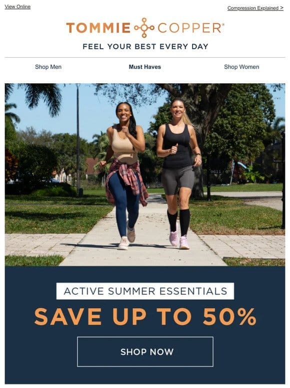 Save up to 50% on the Active Summer Essentials