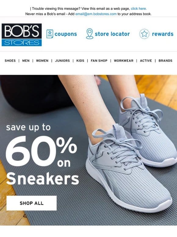 Save up to 60% on Sneakers
