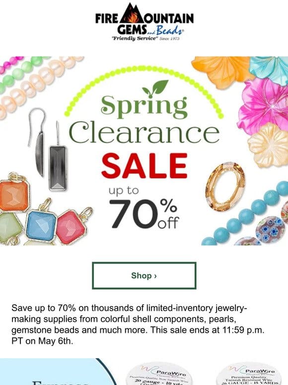 Save up to 70% Now in the Spring Clearance Sale