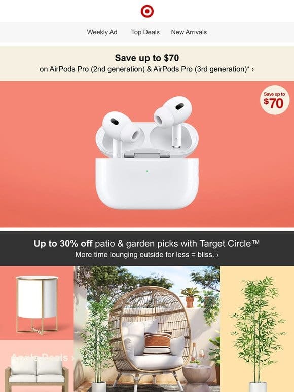 Save up to $70 on AirPods.