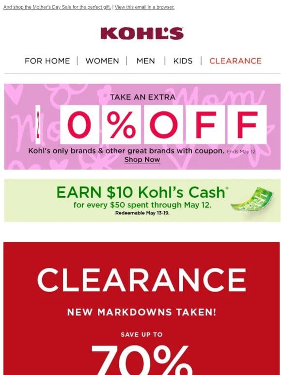 Save up to 70% on NEW clearance markdowns  ️ Plus， take 20% off!
