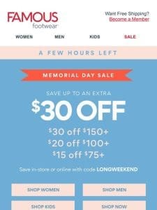 Save up to an extra $30 for just a few more hours