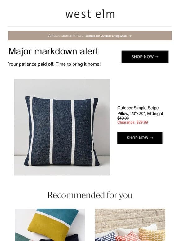 Score the Simple Stripe Indoor/Outdoor Pillow at a sweet sale price