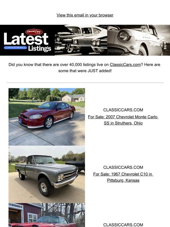 See what’s cruising in on ClassicCars.com!