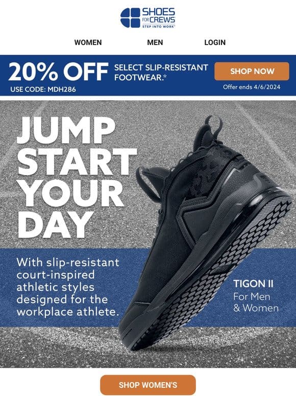 Shop Athletic Slip-Resistant Shoes + Save 20%!