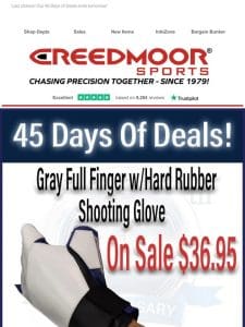 Special Savings on Creedmoor Sports Full Finger with Hard Rubber Shooting Gloves!