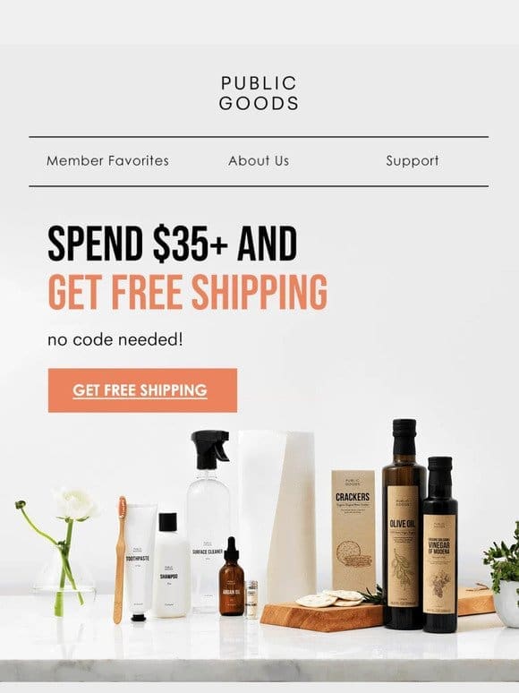 Spend $35， get free shipping