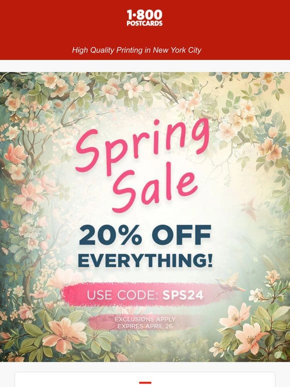 Spring Sale: 20% Off Everything Ends Today!