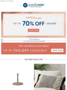 Spring Sizzle Sale! 25% off Interiors + up to 20% off Outdoor