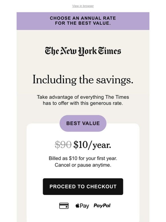 Spring savings have arrived: $10/year.