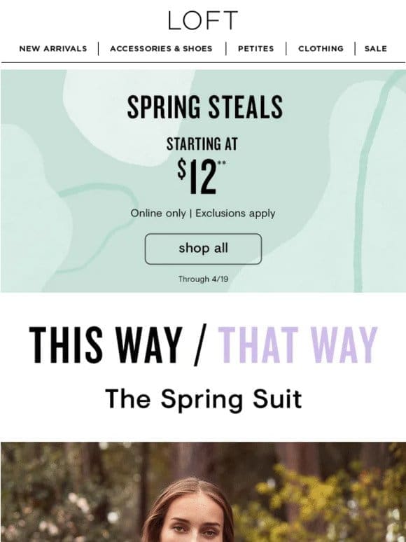 Spring steals starting at $12? It’s on.