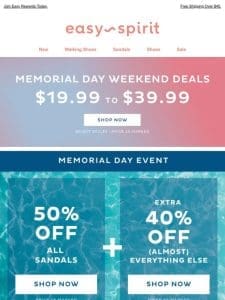 Starting at $19.99 | Memorial Day Weekend Deals