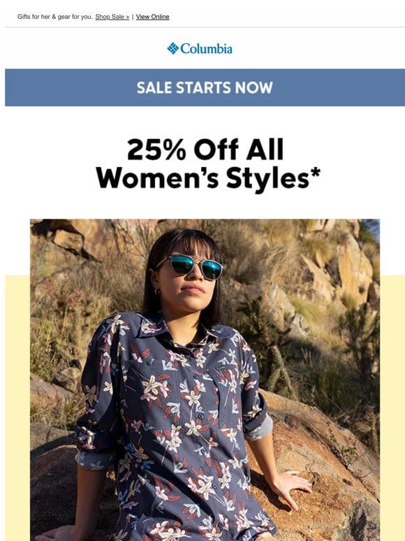 Starts Now: 25% off all women’s styles!