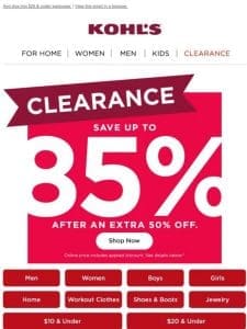 Starts today   Save up to 85% on clearance … go ahead， tell a friend