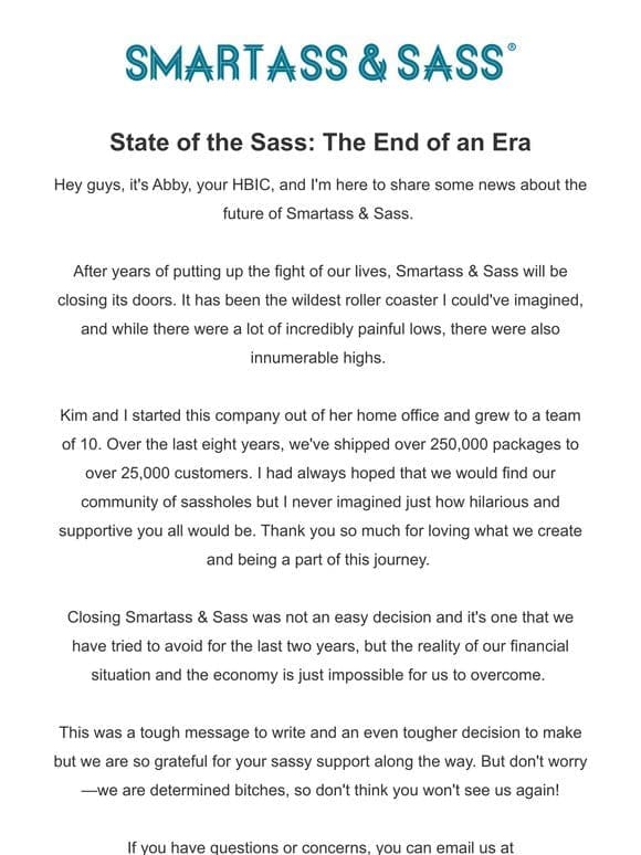 State of the Sass: The End of an Era