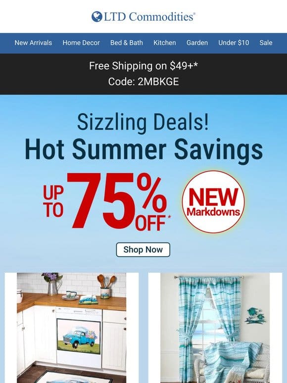 Summer Savings Up to 75% Off + NEW Catalog