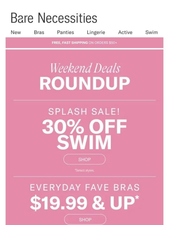 Sunday Funday: Bras $19.99+， 30% Off Select Brands & More!
