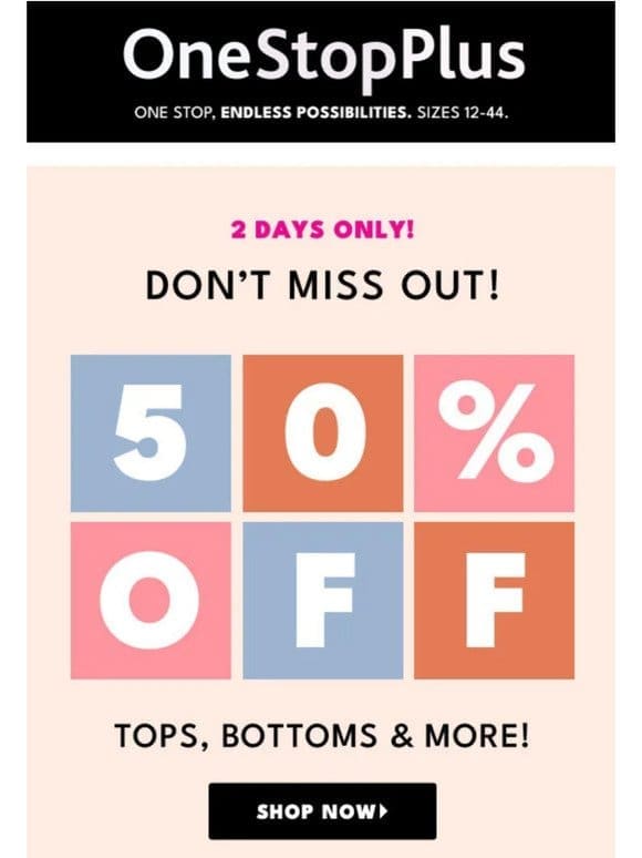 THIS IS IT! 50% off!