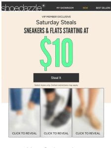 TODAY ONLY! $10 Sneakers & Flats