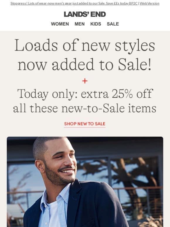 TODAY ONLY: EXTRA 25% OFF Men’s New Sale items
