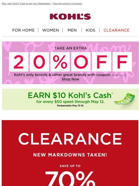 Take 20% off! AND up to 70% off new clearance markdowns