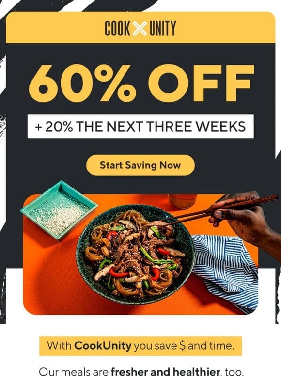Taste the Difference: 60% OFF Chef-Crafted Meals Just for You!!