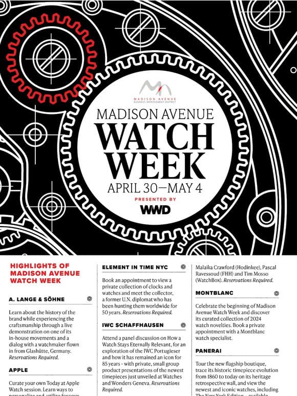 The 10th Annual Madison Avenue Watch Week Calendar is Here!