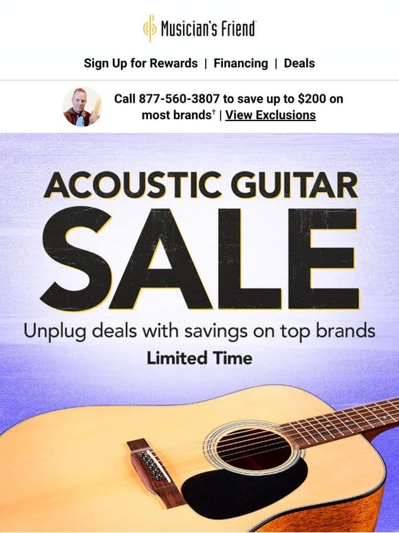 The Acoustic Guitar Sale starts NOW