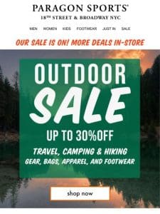 The Outdoor Sale Is On! Up to 30% Off!