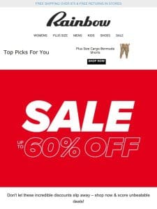 The best deals of the season!   Up to 60% OFF