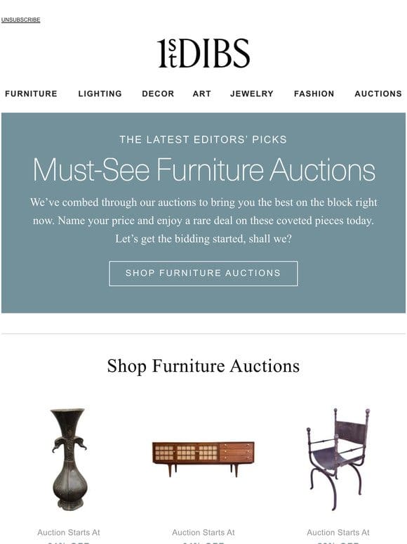 They’re here: Top furniture auction picks