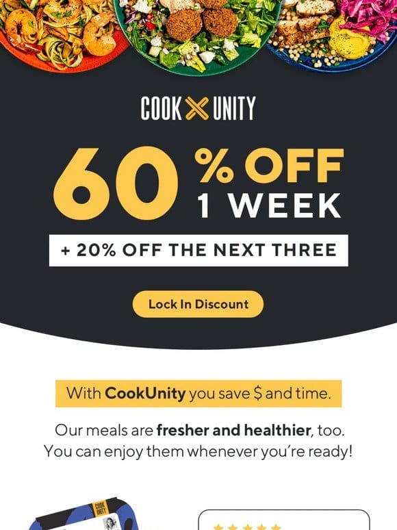 This deal really delivers: 60% off week 1 + 20% next 3