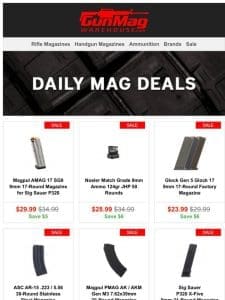 Thursday Deals For All Range Days | Magpul Sig P320 AMAG 17 SG9 9mm 17rd Mag for $30