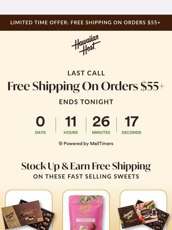 ?…Time is Running Out on Free Shipping